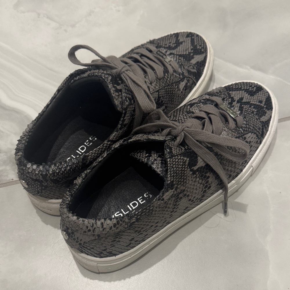 J Slides Snake Print Sneakers - Black and Gray